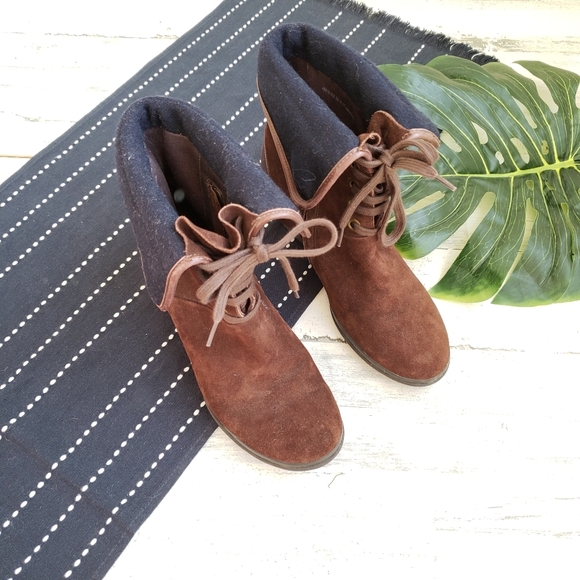 Camper| Wedge Leather Fold Over Ankle Boots Zip Side Size 37 - Picture 7 of 7